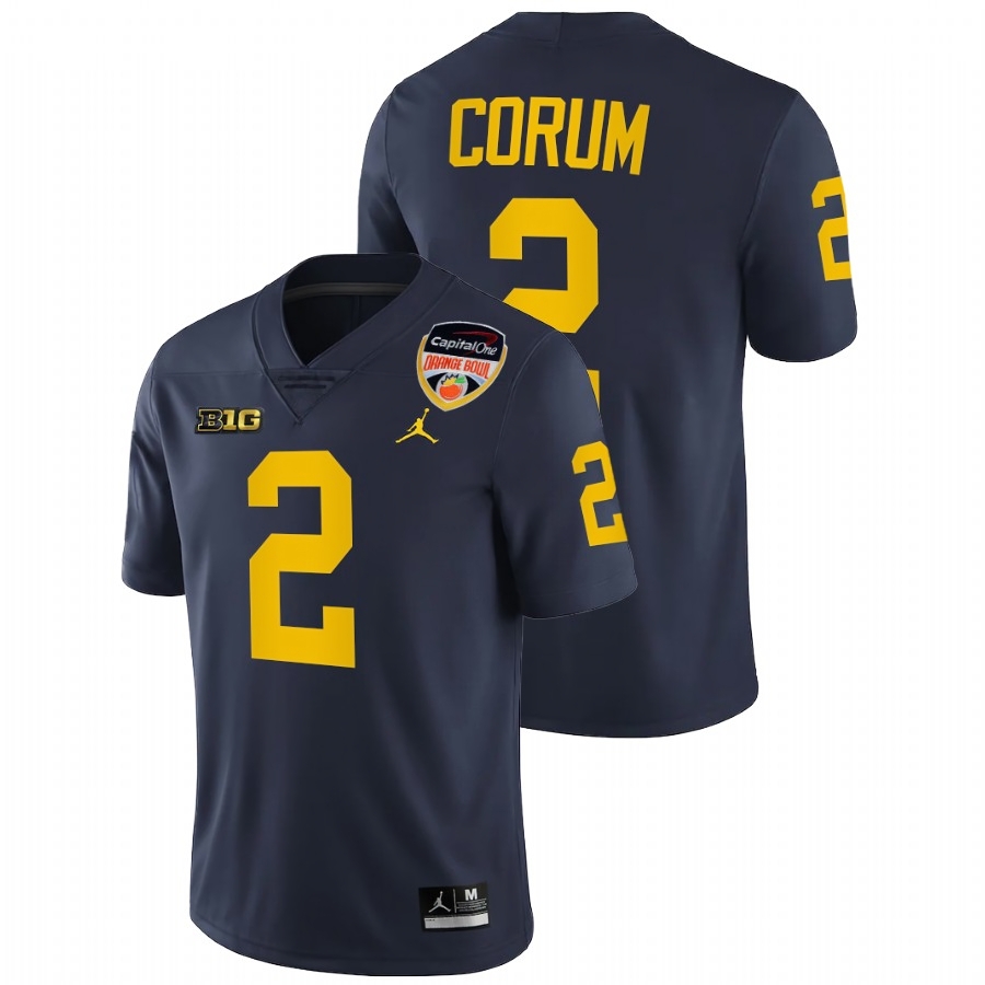 Michigan Wolverines Men's Ncaa Blake Corum #2 Navy Rose Bowl Game 