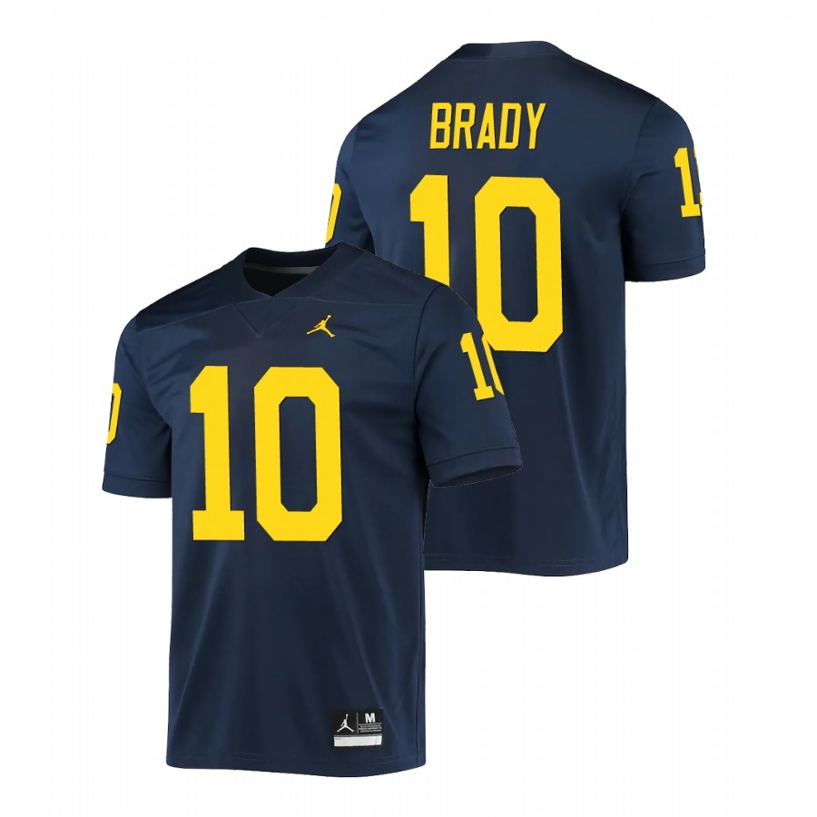 Mens Michigan Wolverines #10 Tom Brady Navy Game College Football Jersey  785912-327