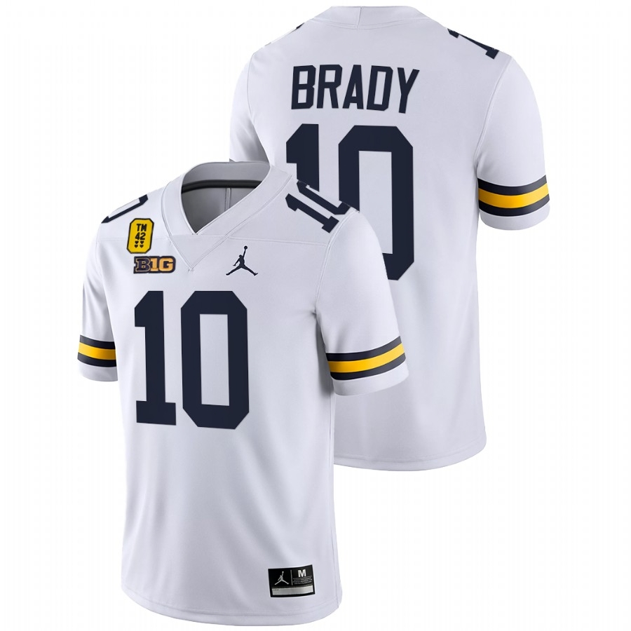 For Men's Michigan #10 Tom Brady White Alumni Football Game Jersey  937714-145