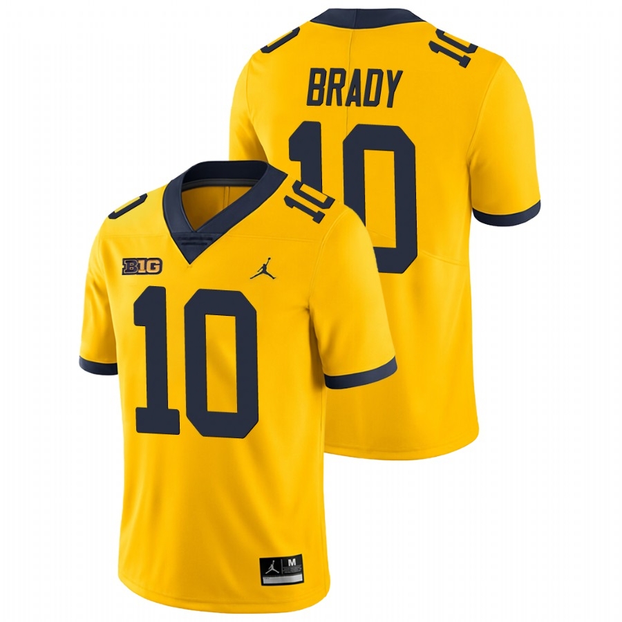 For Men's Wolverines #10 Tom Brady Maize College Football Jersey 476151-752